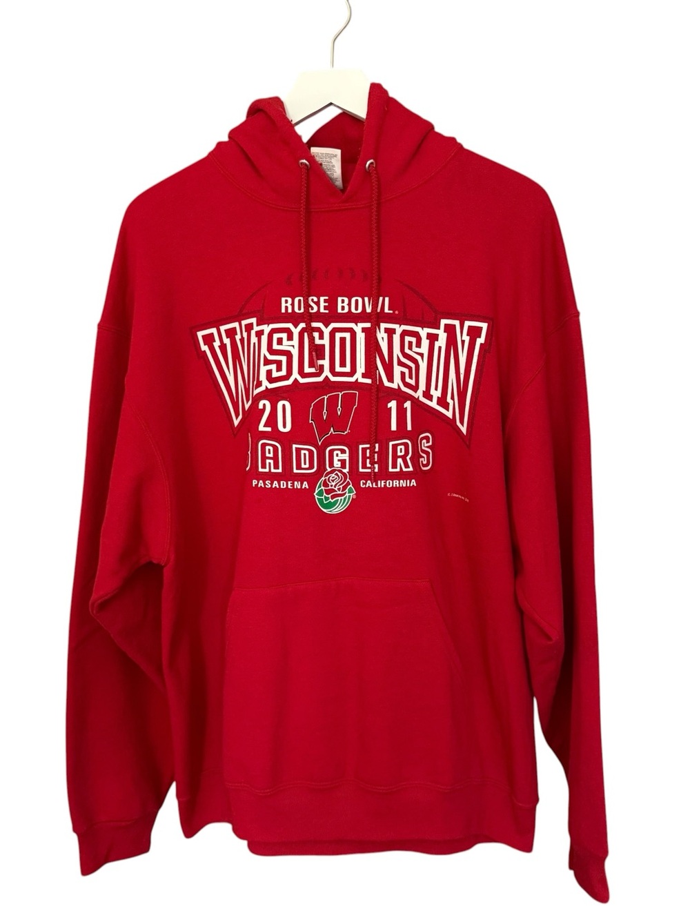 2011 Wisconsin Badgers Rose Bowl Pasadena Red Hoodie Size XL